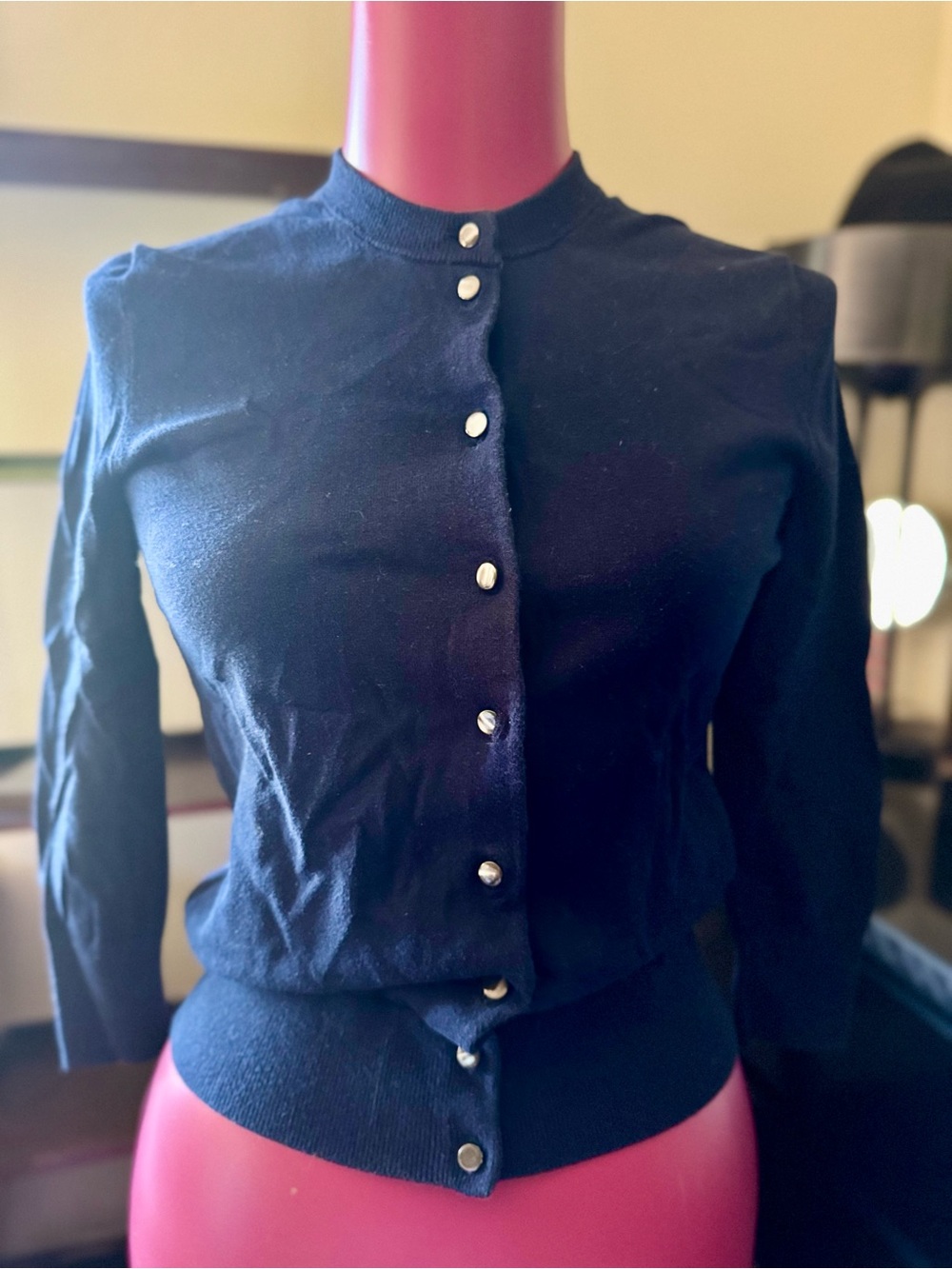 J Crew Classic Navy Blue Button-Front Cardigan